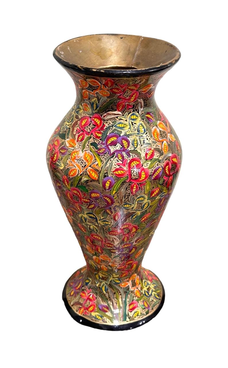 Hand Painted Brass Vase, Antique flower Vase, Paper Mache Flower Vase, Boho flower vase